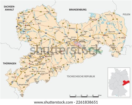 Roadmap of the German state of Saxony