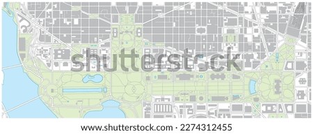 Vector map of the National Mall in Washington DC, United States