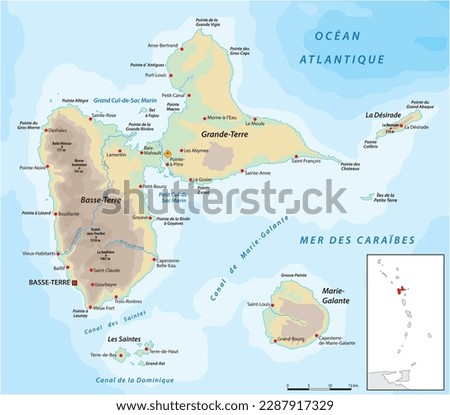 Vector map of French overseas territory Guadeloupe