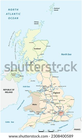 detailed motorway vector map of United Kingdom