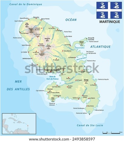 Map of the French Caribbean island of Martinique