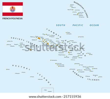 french polynesia map with flag