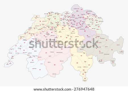two digit postcode areas Switzerland