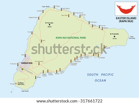 Easter Island Map With Flag Stock Vector 317661722 : Shutterstock