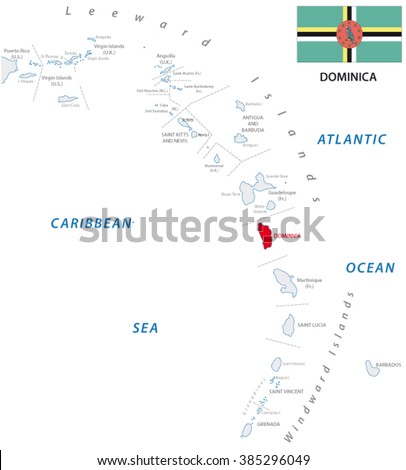 lesser antilles outline map with Dominica