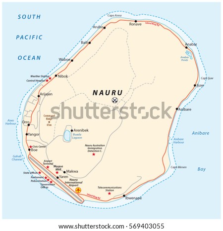 Vector road map of the Republic of Nauru