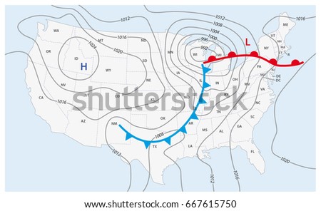 Imaginary weather map of the United States of America