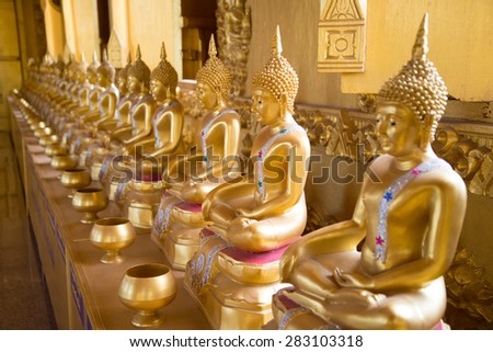The Golden Temple at Wat Paknam Jolo (Bangkla, Thailand) on May 29, 2015. The Golden Temple is tourist attraction in Bangkla Thailand.