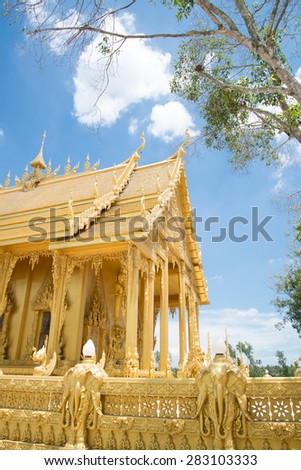 The Golden Temple at Wat Paknam Jolo (Bangkla, Thailand) on May 29, 2015. The Golden Temple is tourist attraction in Bangkla Thailand.