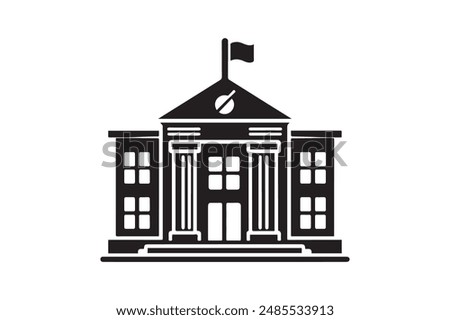 School Building Icon Vector on a White Background