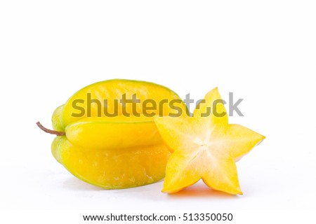  star fruit carambola or star apple ( starfruit ) on white background healthy star fruit food isolated ( side view )
 Сток-фото © 