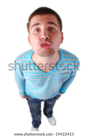 Portrait Of A Young Funny Man With Kissy Lips Stock Photo 19422415 ...