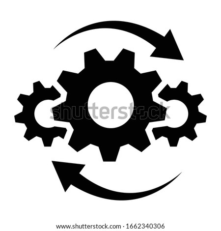 Process icon in flat style. Process symbol in black for your web site design, app, UI. Simple operations icon. Vector illustration.