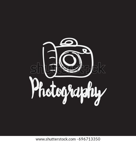 hand drawn camera icon with lettering design on background,single object . vector graphic illustration