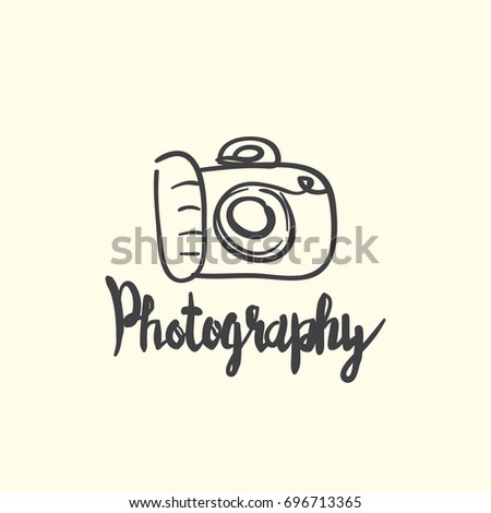 hand drawn camera icon with lettering design on background,single object . vector graphic illustration