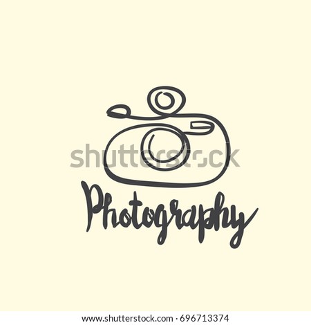 hand drawn camera icon with lettering design on background,single object . vector graphic illustration