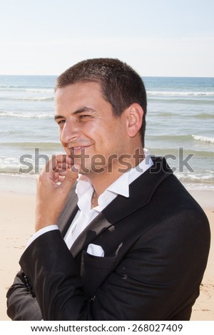Handsome caucasian man in tuxedo