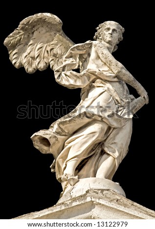 Statue on top of a Greek church showing an angel alike human figure