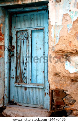 Old front door from a Greek traditional village house