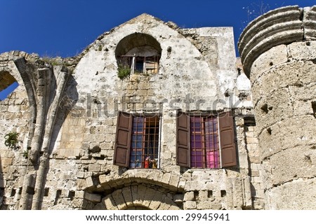 Old medieval house at Rhodes island in Greece