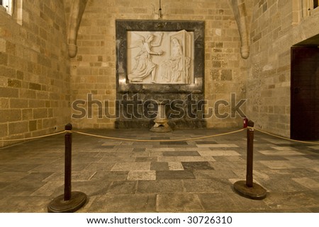 Room inside the palace of the Knights at Rhodes island, Greece