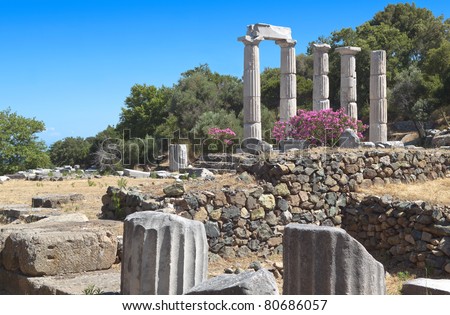 Temple of the Great Gods at Samothraki island in Greece