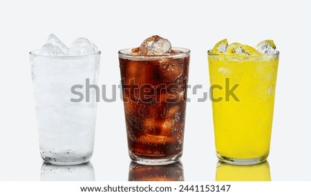 Similar – Image, Stock Photo Glass of cold soda with metal eco friendly straw on table