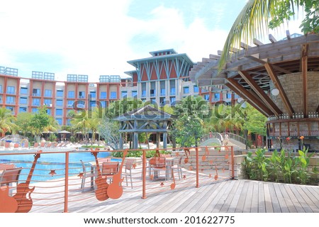SINGAPORE - 28 May, 2014:Hard Rock Hotel Sentosa. Hard Rock Hotel is a resort hotel located within Resort World Sentosa.