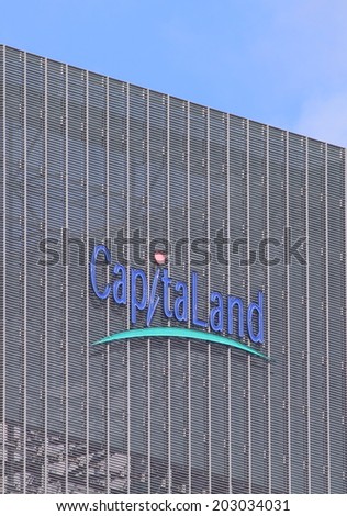 SINGAPORE - 28 May, 2014: Capitaland company logo. Capitaland is a Singapore based real estate company and one of the largest in Asia.