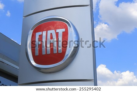 MELBOURNE AUSTRALIA - FEBRUARY 21, 2015: Fiat car manufacturer. Fiat is a multinational company and the worlds seventh-largest auto maker with its global headquarters in London