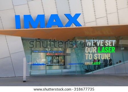MELBOURNE AUSTRALIA - SEPTEMBER 19, 2015: Unidentified people visit IMAX movie cinema. IMAX is a motion picture film format created by Canadian company IMAX corporation.