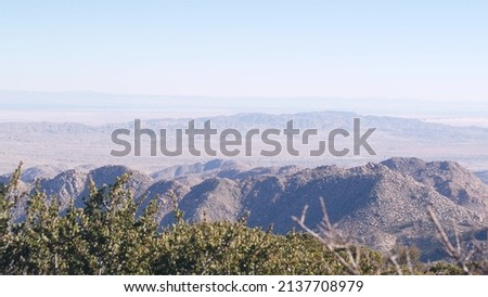 Mountains and hills in desert valley, California wilderness, USA nature. Hiking or trekking in chaparral of mount Laguna. Scenic view of Salton sea from viewpoint. Arid dry badlands and flora plants. Foto stock © 