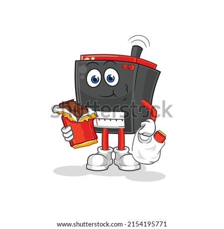 radio eat chocolate mascot. cartoon vector