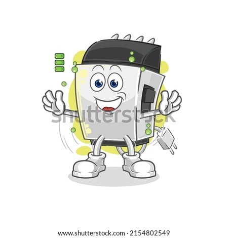 the hair clipper full battery character. cartoon mascot vector