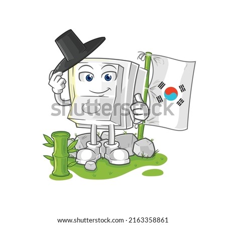 the light switch korean character. cartoon mascot vector