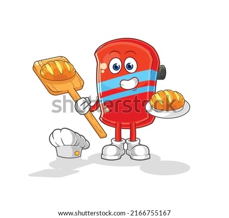 the skateboard baker with bread. cartoon mascot vector