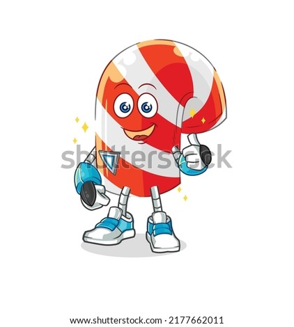 the candy cane robot character. cartoon mascot vector