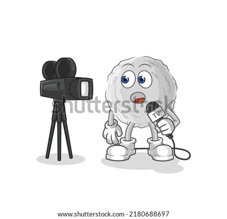 the rock tv reporter cartoon. cartoon mascot vector