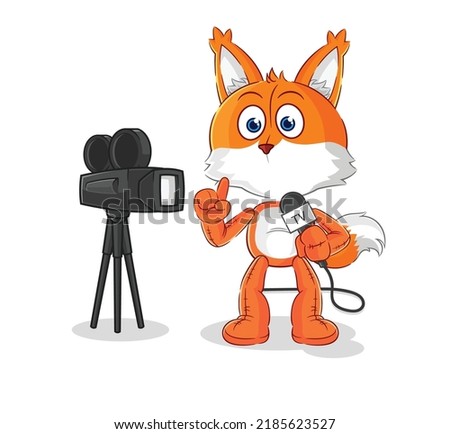 the fox tv reporter cartoon. cartoon mascot vector