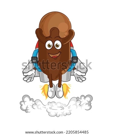 the clove with jetpack mascot. cartoon vector