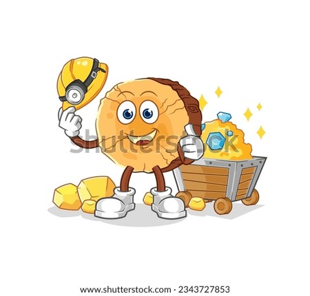 the round log miner with gold character. cartoon mascot vector