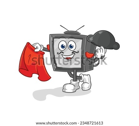 the old tv matador with red cloth illustration. character vector
