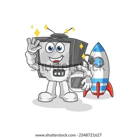 the old tv astronaut waving character. cartoon mascot vector