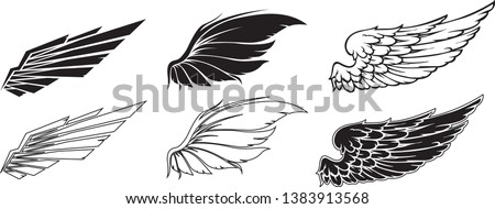 Wings Collection illustration, set of Wings Icon vector, Coat of Arm, Group of Wings vector, Wings Line Vector set.