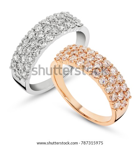 Diamonds Wedding Eternity Band Ring  group on white isolate 
 商業照片 © 