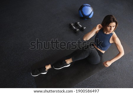 Similar – Image, Stock Photo Strong woman with med ball