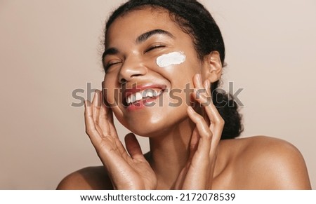 Similar – Image, Stock Photo woman with mask in a park II