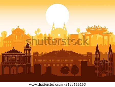 Philippines famous landmarks by silhouette style,vector illustration