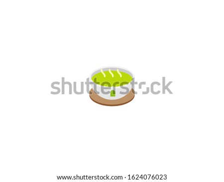 Teacup without handle vector flat icon. Isolated green tea emoji illustration 