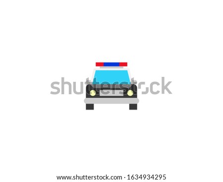 Police car vector flat icon. Isolated oncoming police car emoji illustration 